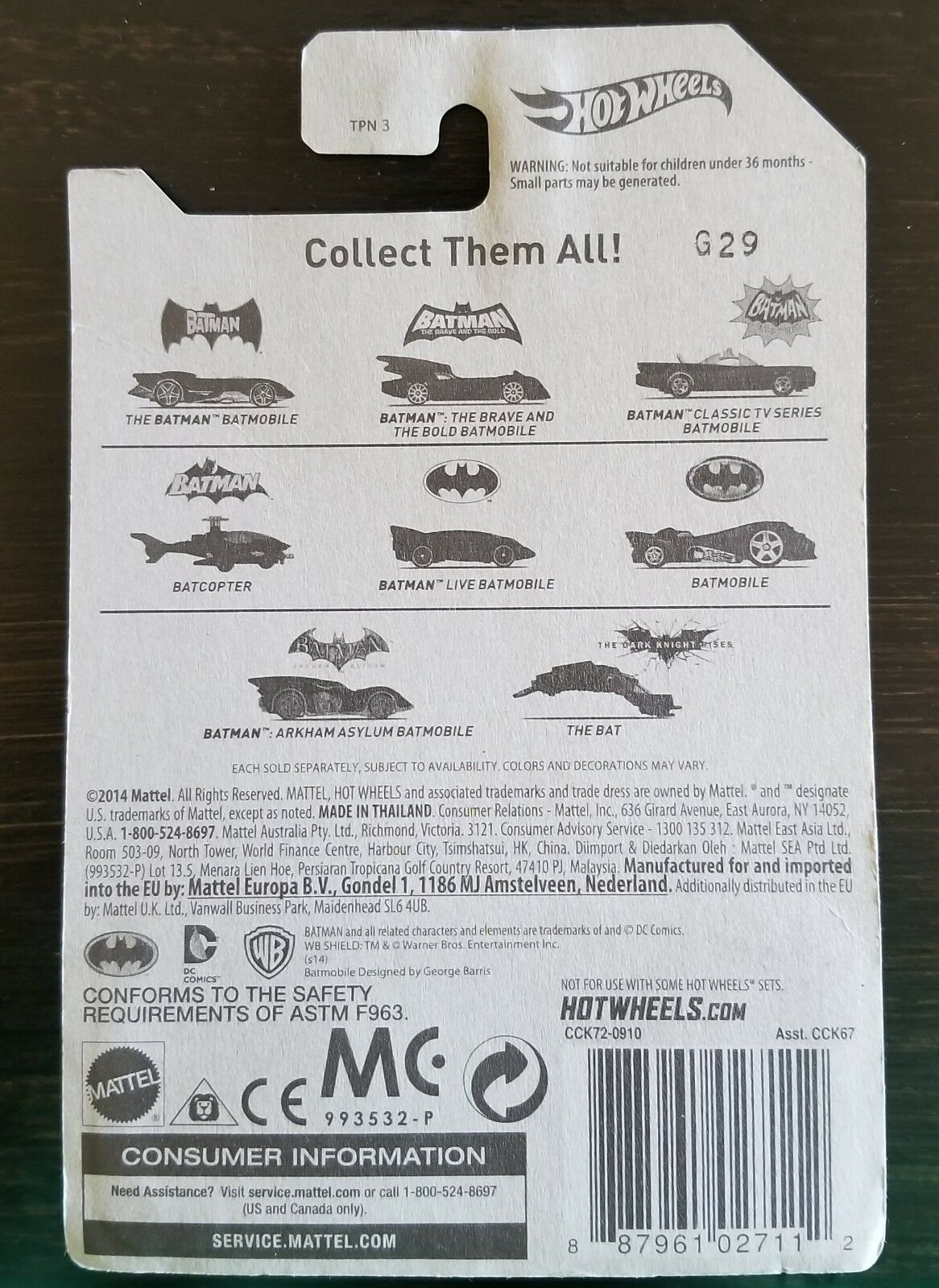 Hot Wheels Batman vehicle collection set with various car models for 1 - 8