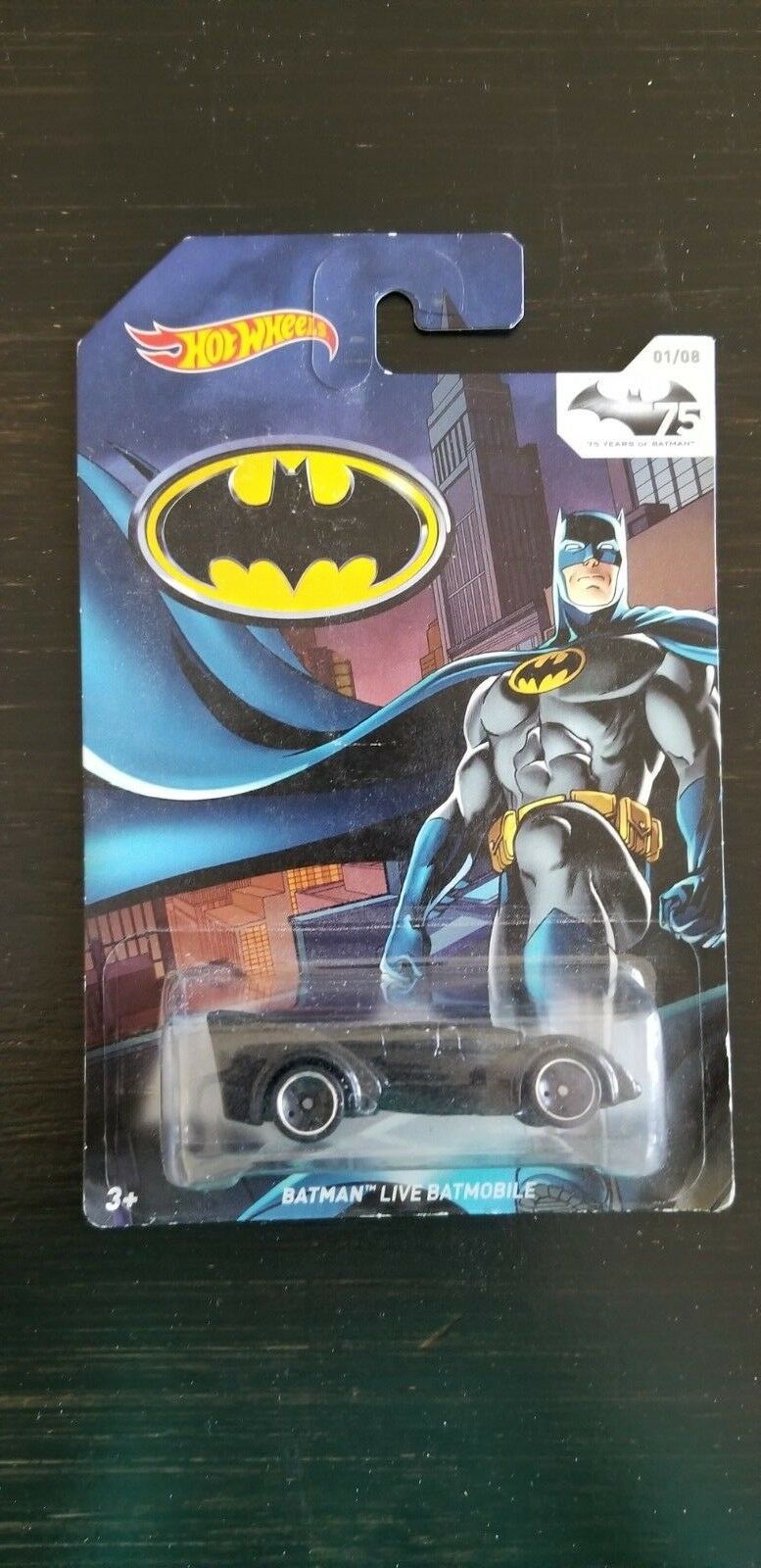 Batman action figure with car, collectible set packaging for Hot Wheels 1 - 8