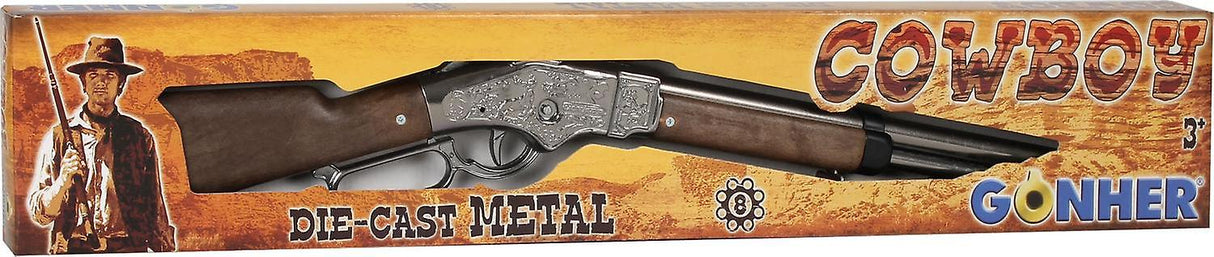 Cowboy Lil Henry Lever Action Toy Rifle 8-Shot 27" Long - Silver | 99/0 | Gonher