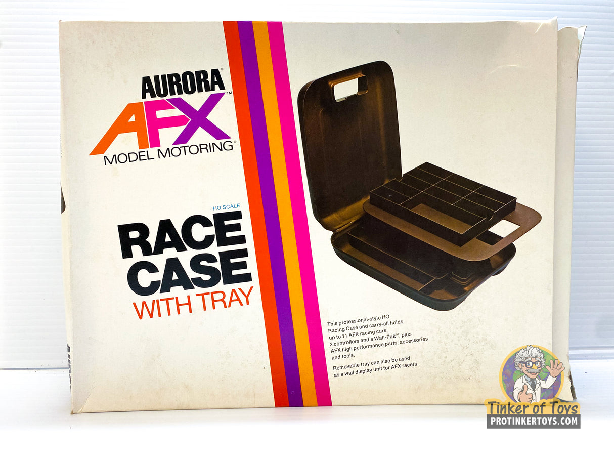 Open race car storage case with removable tray for model cars for Aurora AFX 1489