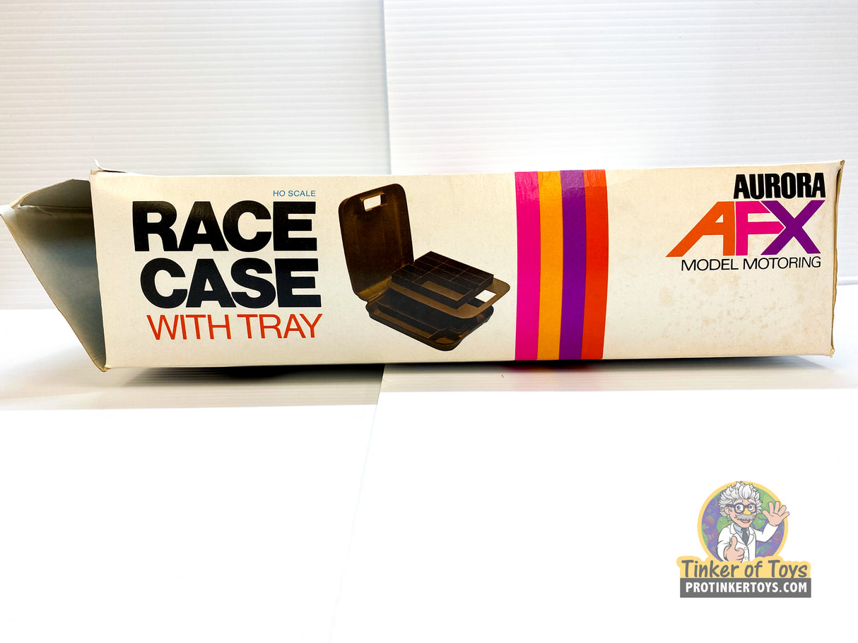 Open box showing a race car case with a tray insert for Aurora AFX 1489