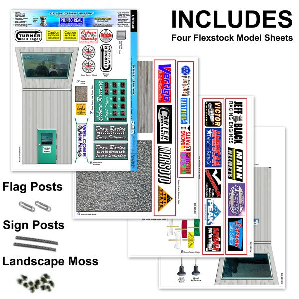 Model kit components: signs, flags, and landscape moss for diorama building for Innovative Hobby Supply BK3213