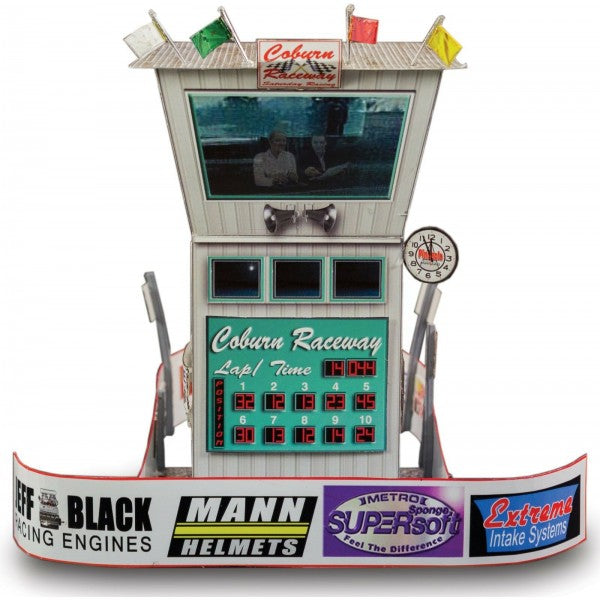 Race tower model kit with scoreboard and display windows for Innovative Hobby Supply BK3213