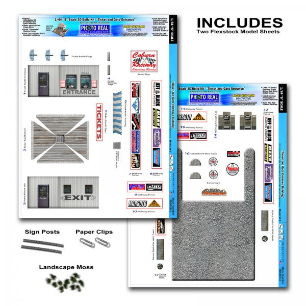 Model kit parts for building a race tower, showing various architectural elements for Innovative Hobby Supply BK6413