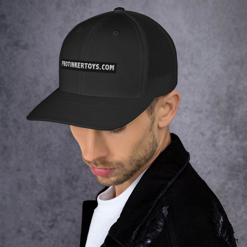 Black trucker cap with "" text for 4982301_8747, rear view