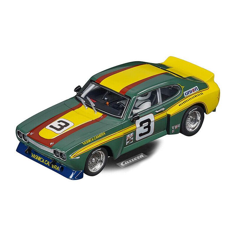 Green and yellow Ford Capri race car model with number 3 for Carrera Evolution 20027646