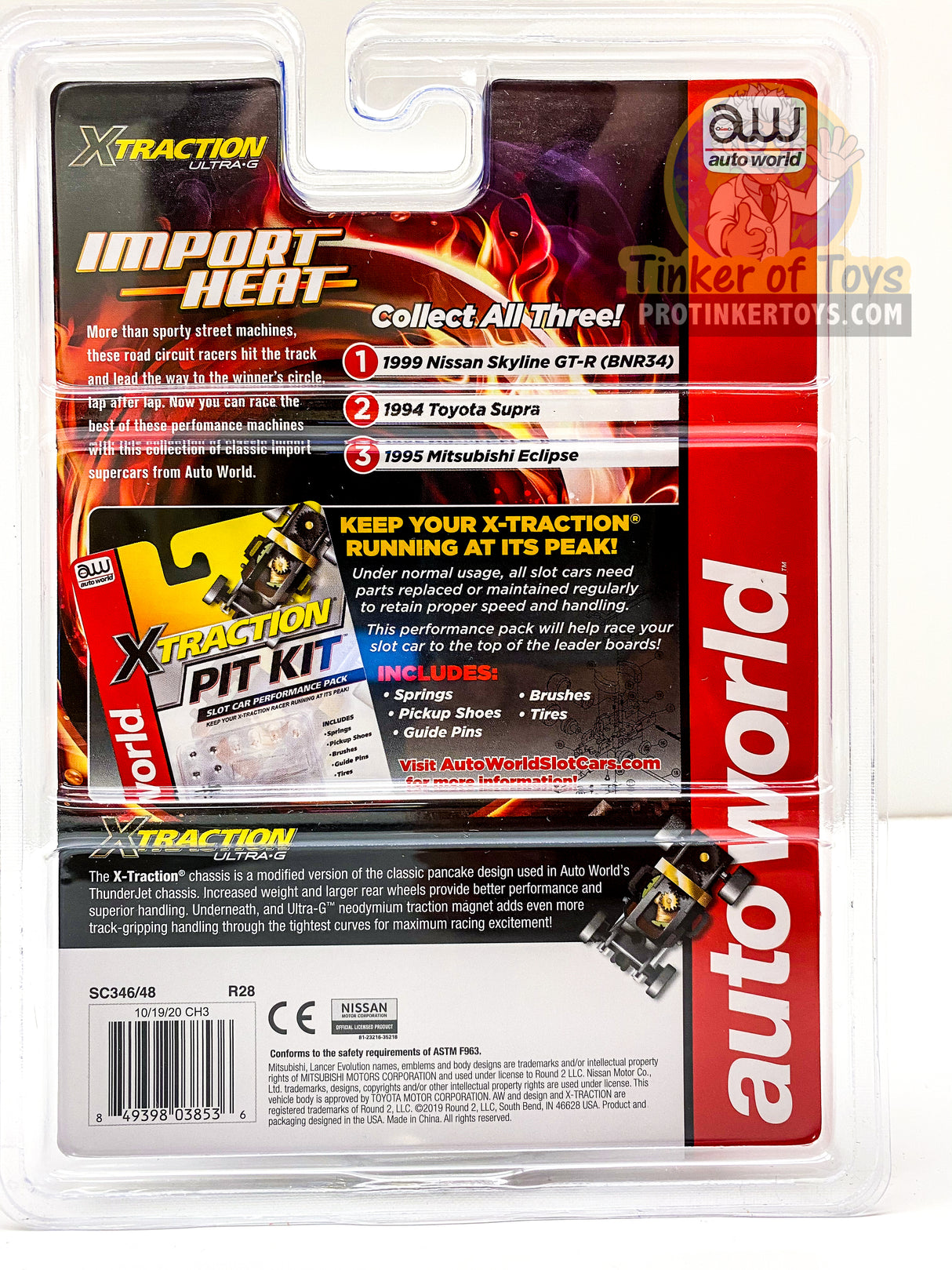 Toy car set packaging showing "Import Heat Xtraction Ultra-G" model for Auto World SC346, package view, product view 8