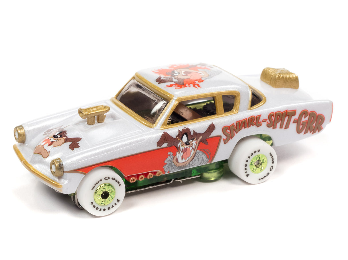 White Looney Tunes Thunderjet toy car with cartoon characters for Auto World SC363