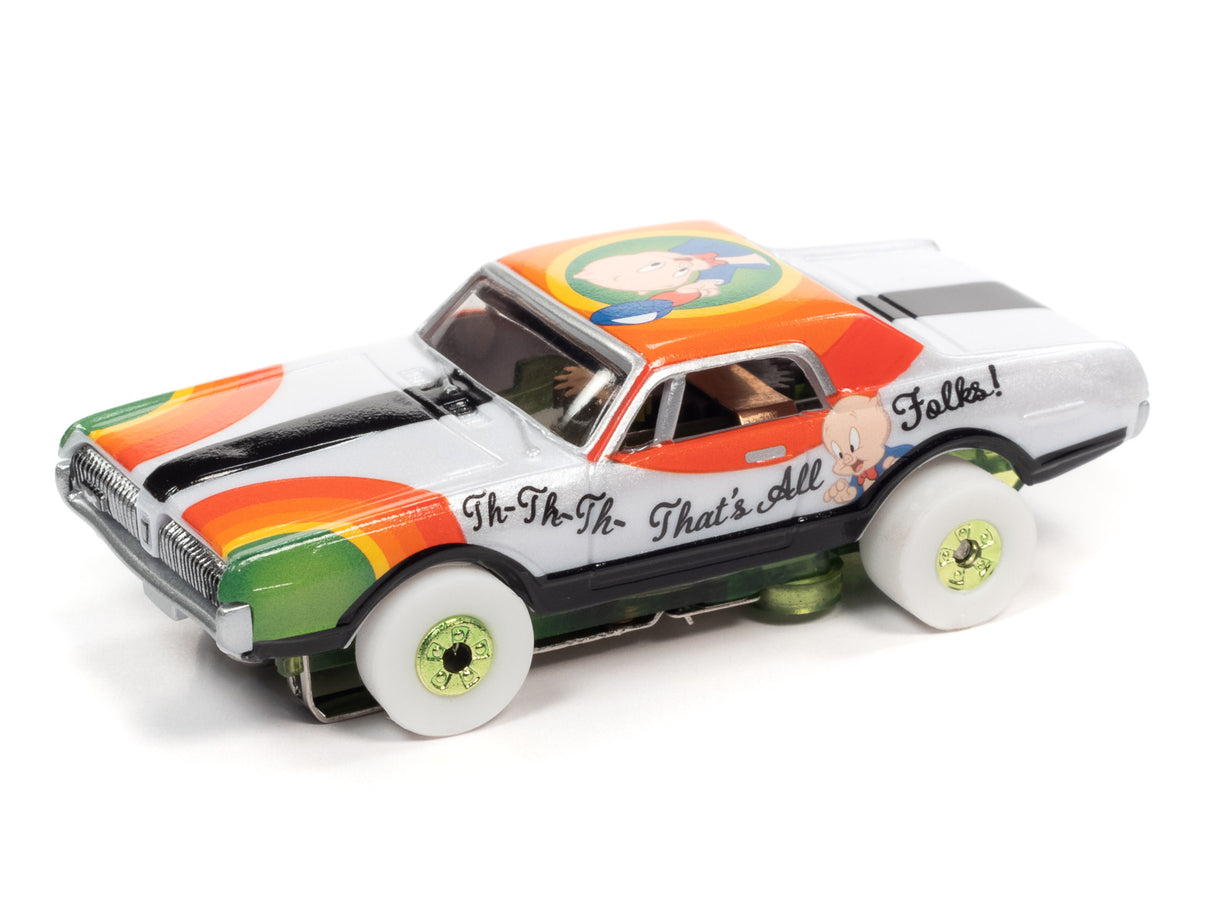 White Looney Tunes Thunderjet toy car with characters for Auto World SC363