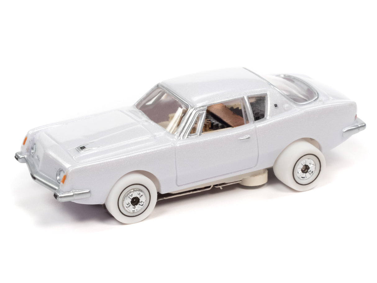 Silver slot car, side view, on white background for Auto World SC367