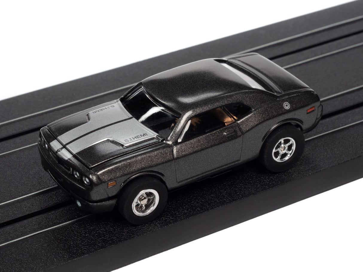 Black slot car on a black track for Auto World SC368