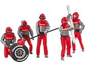 Set of figures and mechanics in red, suggesting a race or activity for Carrera 21131