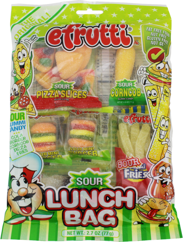 Assortment of sour candies: pizza slices, corn cob, and fries for Nassau Candy 46208