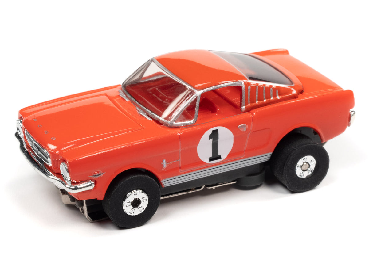 Red slot car racer with number one on the side for Auto World SRS341