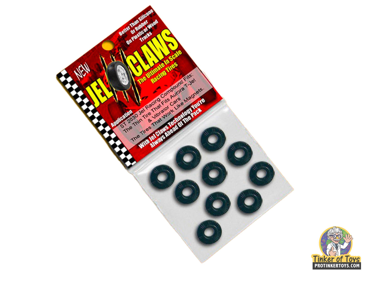 Black rubber tires for scale model cars, packaged with instructions for 1:64 ST2030