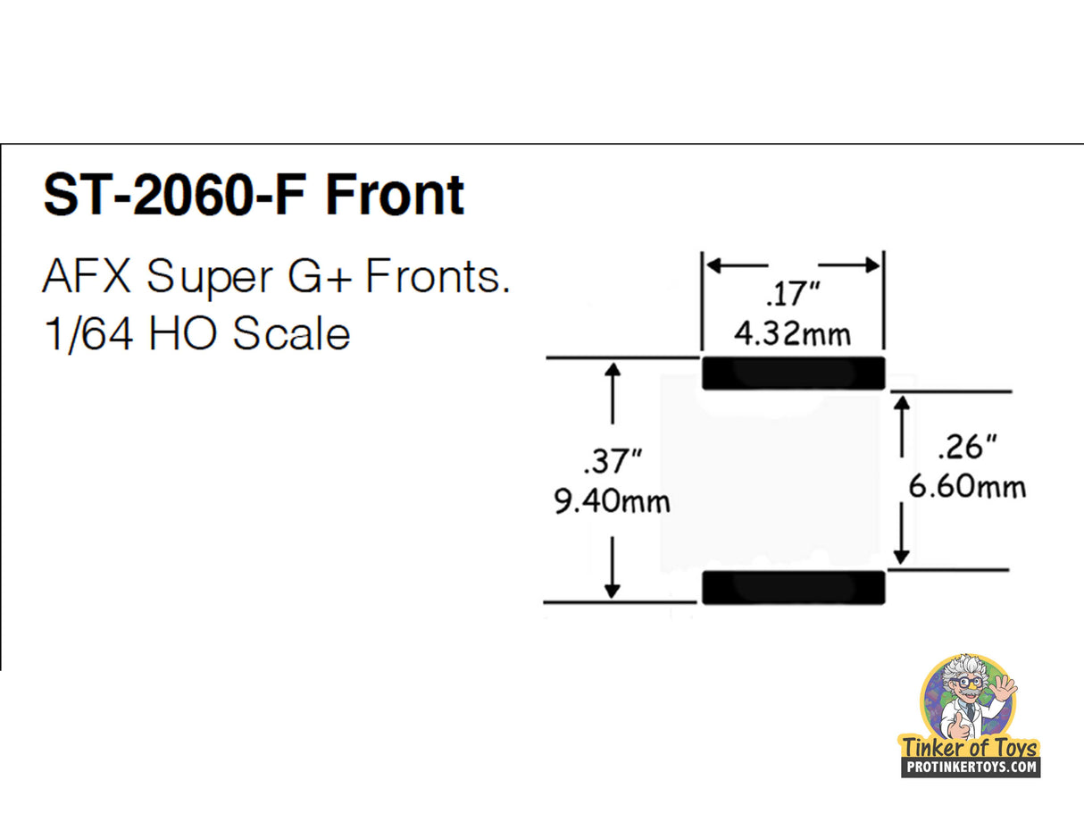 Dimensions for ST-2060-F front: 1.7" x 2.6" at 1/64 scale for AFX Super G+ F