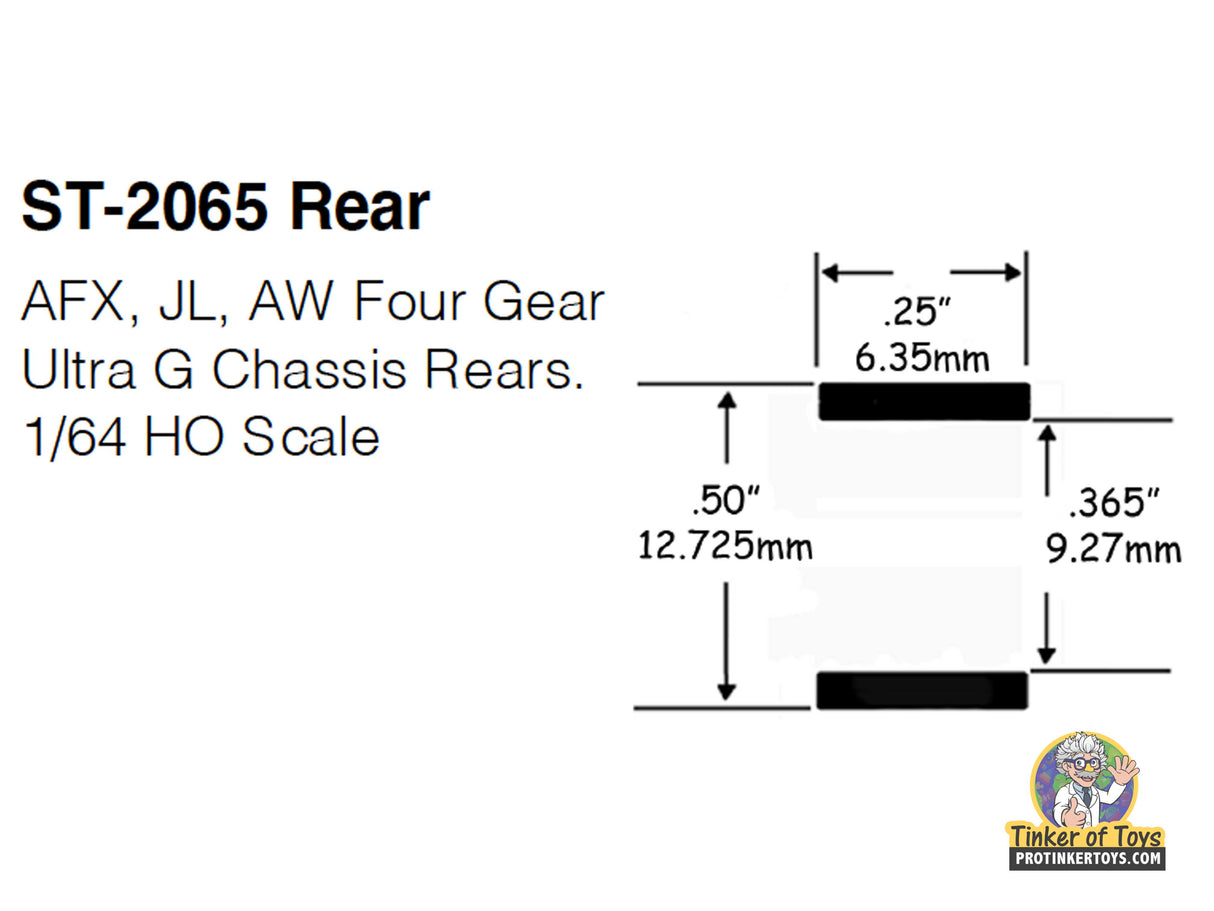 Dimensions for ST-2065 rear chassis parts: 12.725mm x 6.35mm for 1:64