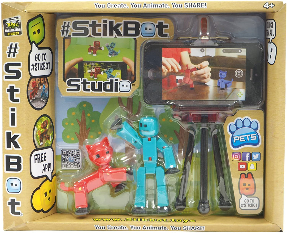 Toy set with figures, accessories, and smartphone for animation play for StikBot TST615A