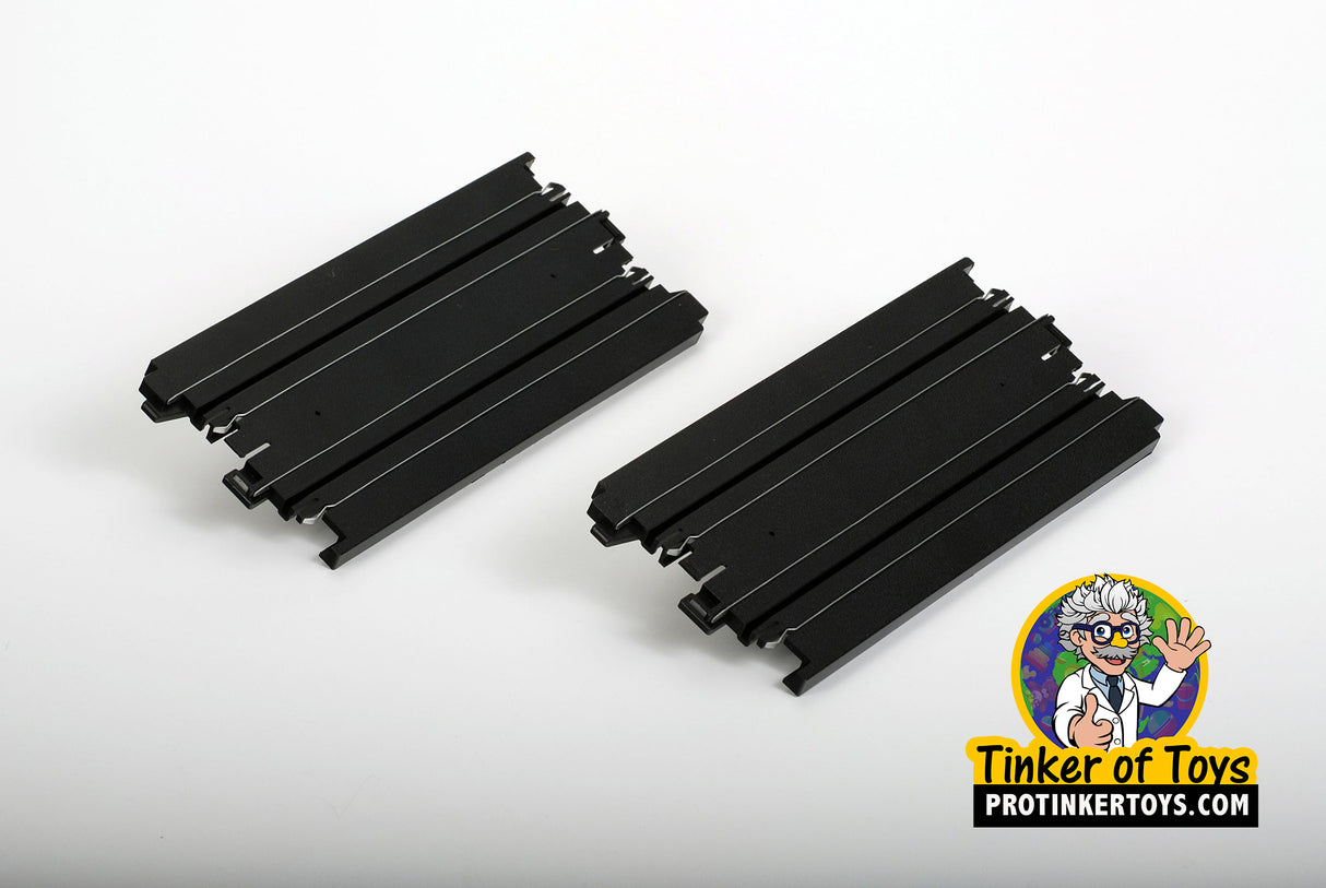 Two black, straight race track pieces for model cars for AFX RaceMaster 70608