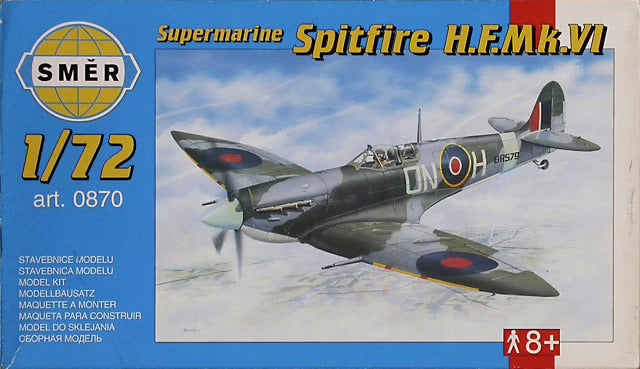 Scale model kit box art: Supermarine Spitfire H.F.Mk.VI aircraft for SMER