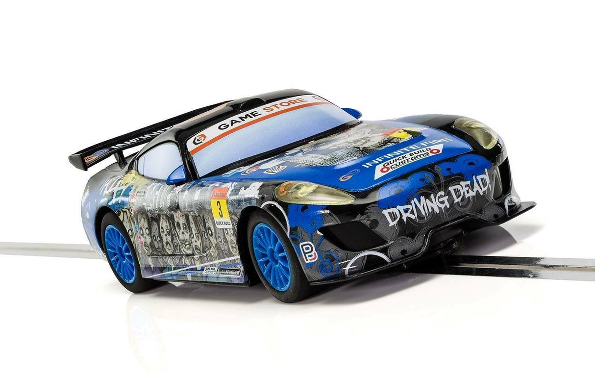 Race car model with zombie comic book graphics, ready for track play for Scalextric C3959