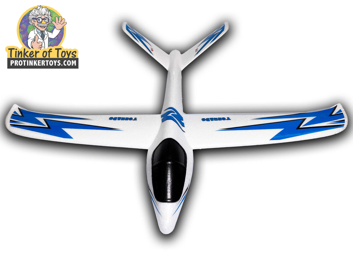 White and blue toy airplane with a sleek, stylized design for Firefox Toys 96324