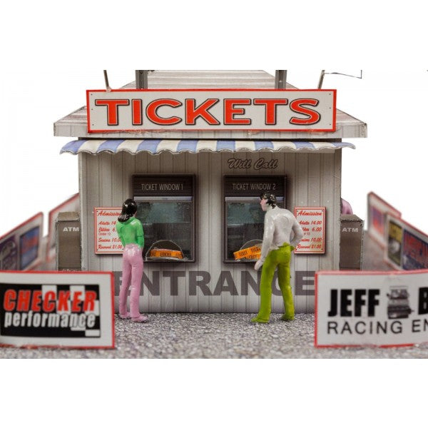 Model kit of a ticket booth and entrance with two figures for Innovative Hobby Supply BK4806