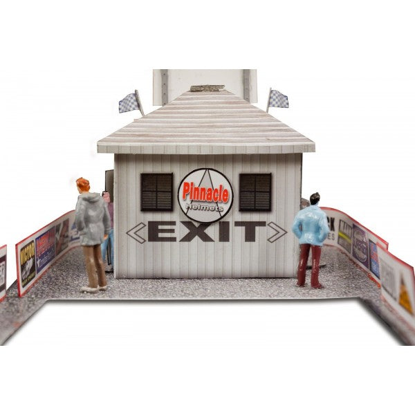 Model kit of a ticket gate entrance with people figures for Innovative Hobby Supply BK4806