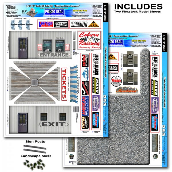 Model kit components for realistic ticket and gate entrance building display for Innovative Hobby Supply BK4806