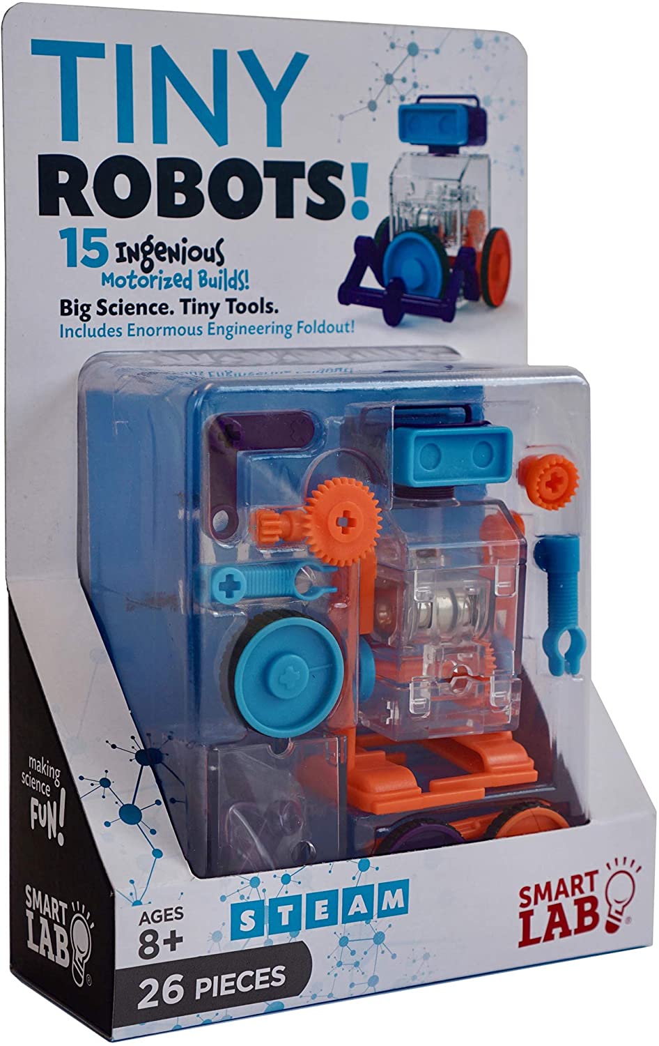 Robotics kit box with gears, motors, and building components for STEM play for Smart Lab 00634