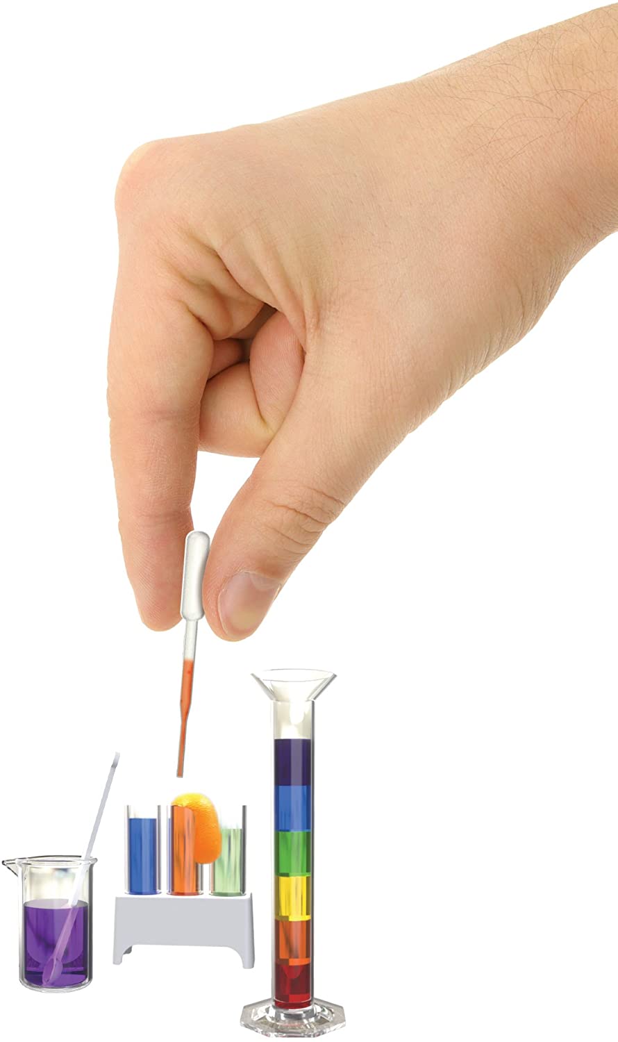 Hand holding dropper over colorful science lab equipment for Smart Lab 00654