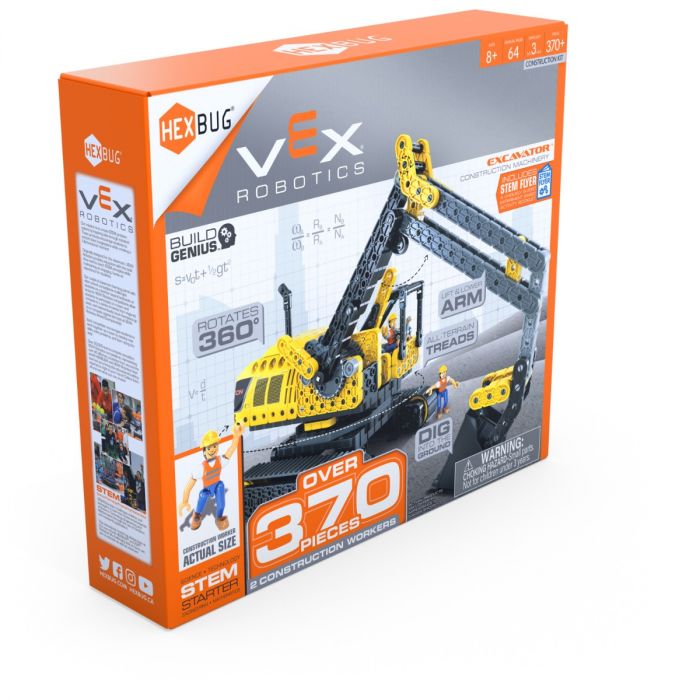 VEX Robotics excavator building kit box showing assembled model for HexBug 406-7608