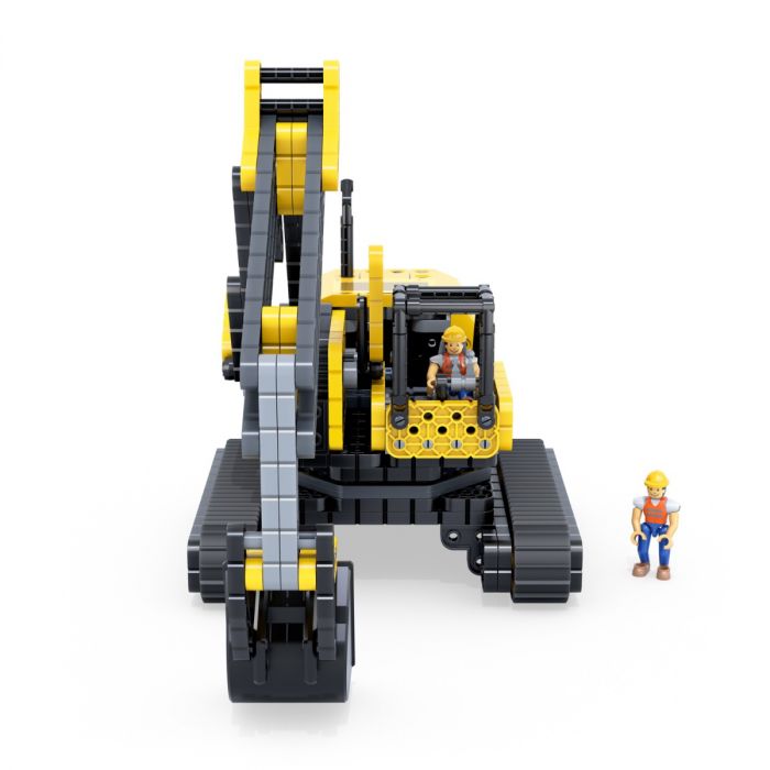 Black and yellow VEX excavator robot with minifigure for HexBug 406-7608
