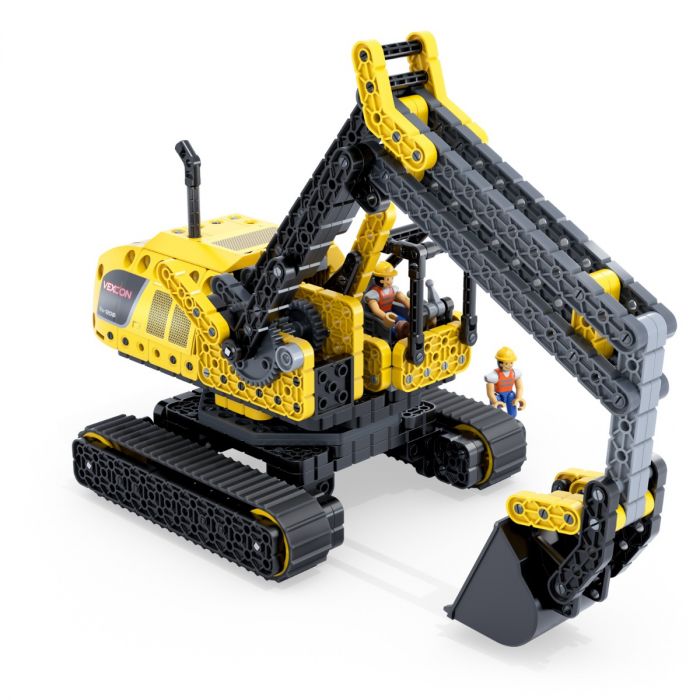 Yellow and black robotic excavator with tracks and arm for HexBug 406-7608