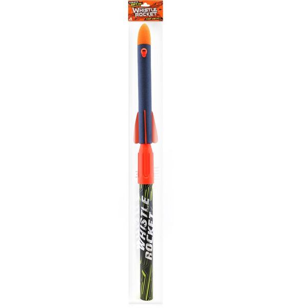 Toy whistle rocket toy, blue and orange, packaged for sale for Toy Smith 91544