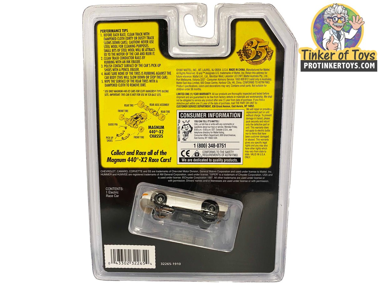 Slot car of a 1997 Chevy Corvette in white for Tyco 32265