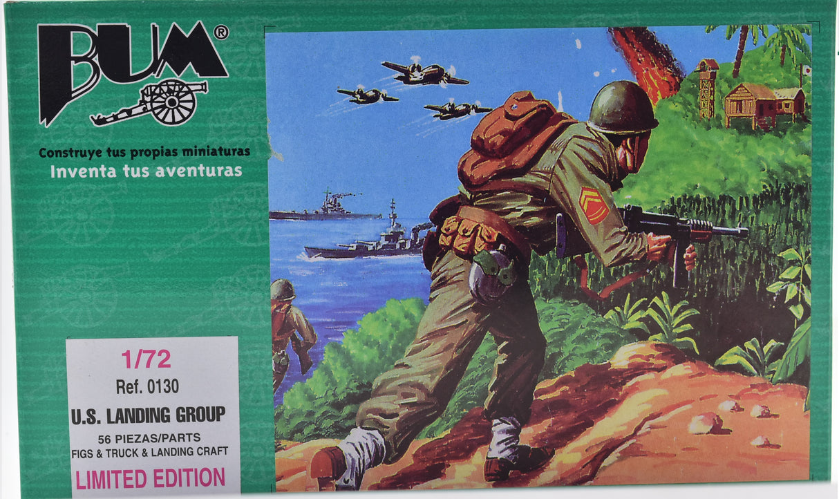WWII U.S. soldiers in jungle setting with tanks and boats for Bum Model Co 0130