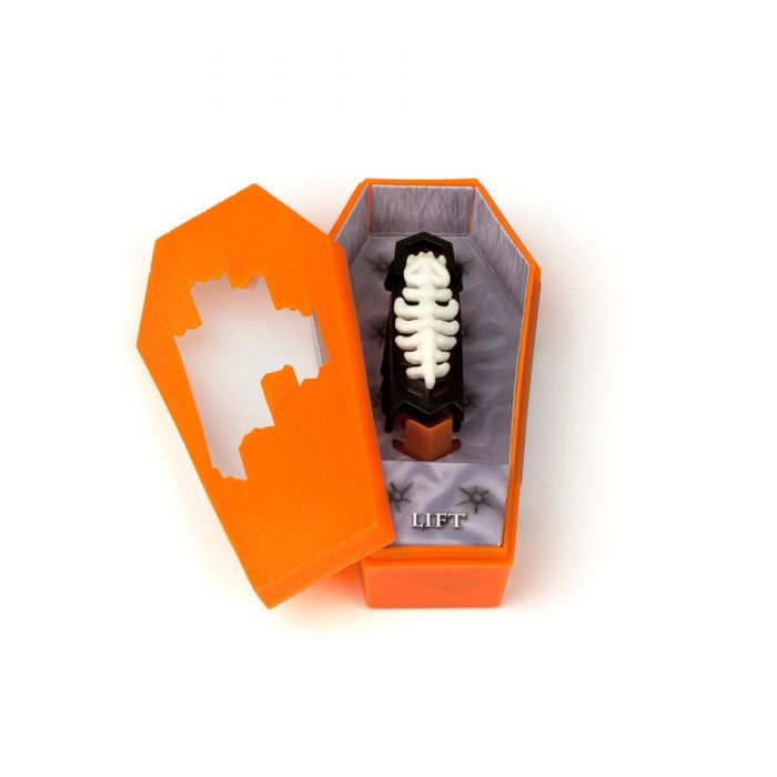 Orange box with a small skeleton inside, representing a zombie collectible for HexBug 477-2096