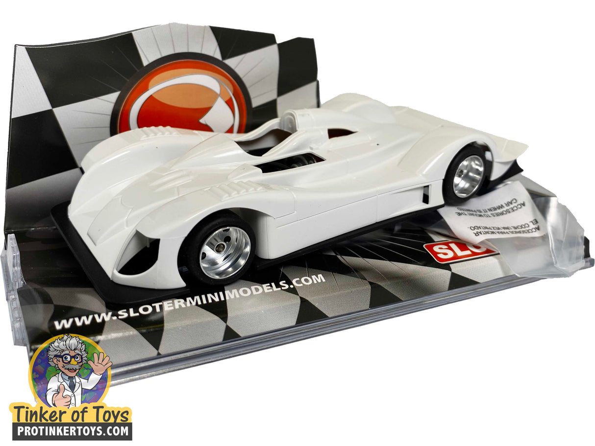 White race car kit in box, ready for assembly for Sloter 430104