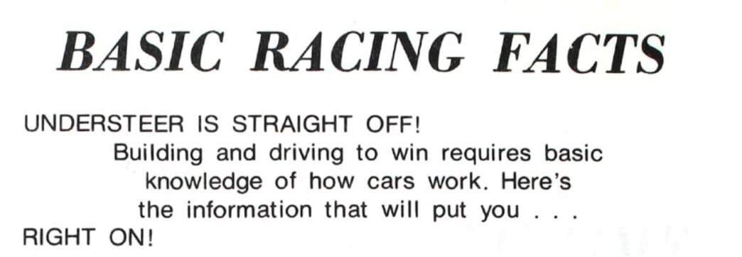 BASIC RACING FACTS – ProTinkerToys.com