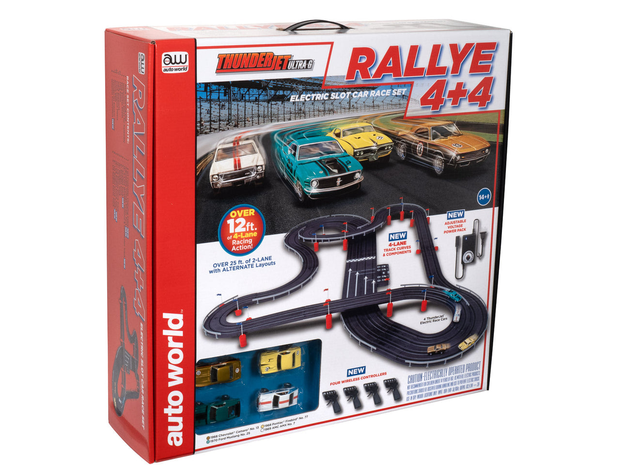 HO slot car race set with cars, track and controllers