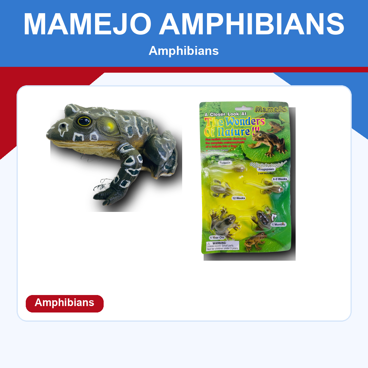 Mamejo amphibian figures on a ProTinkerToys collection card