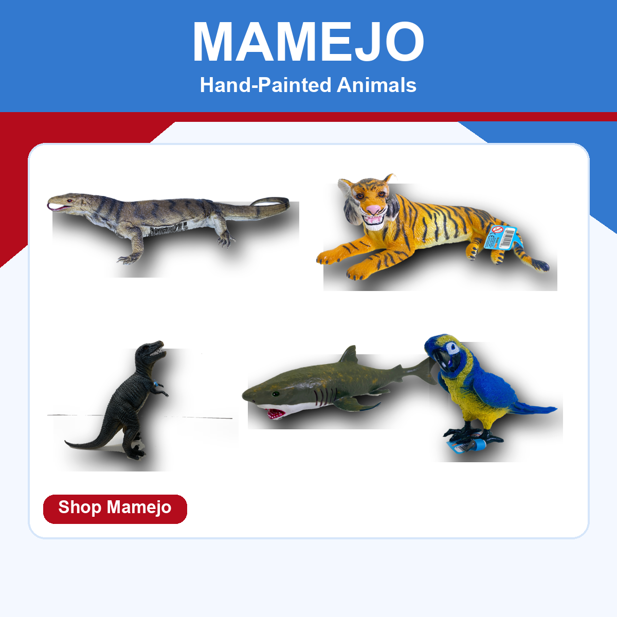 Mamejo hand-painted animal figures on a ProTinkerToys collection card