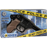 Black die-cast metal pistol and 8-shot holster set for Gonher 3124/6