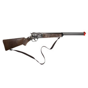 Toy replica rifle with brown stock and black sling for Gonher 97/0