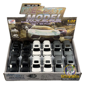 Set of 12 diecast cars, including a Nissan Tule, in a display box for Xu Ye MIC1521