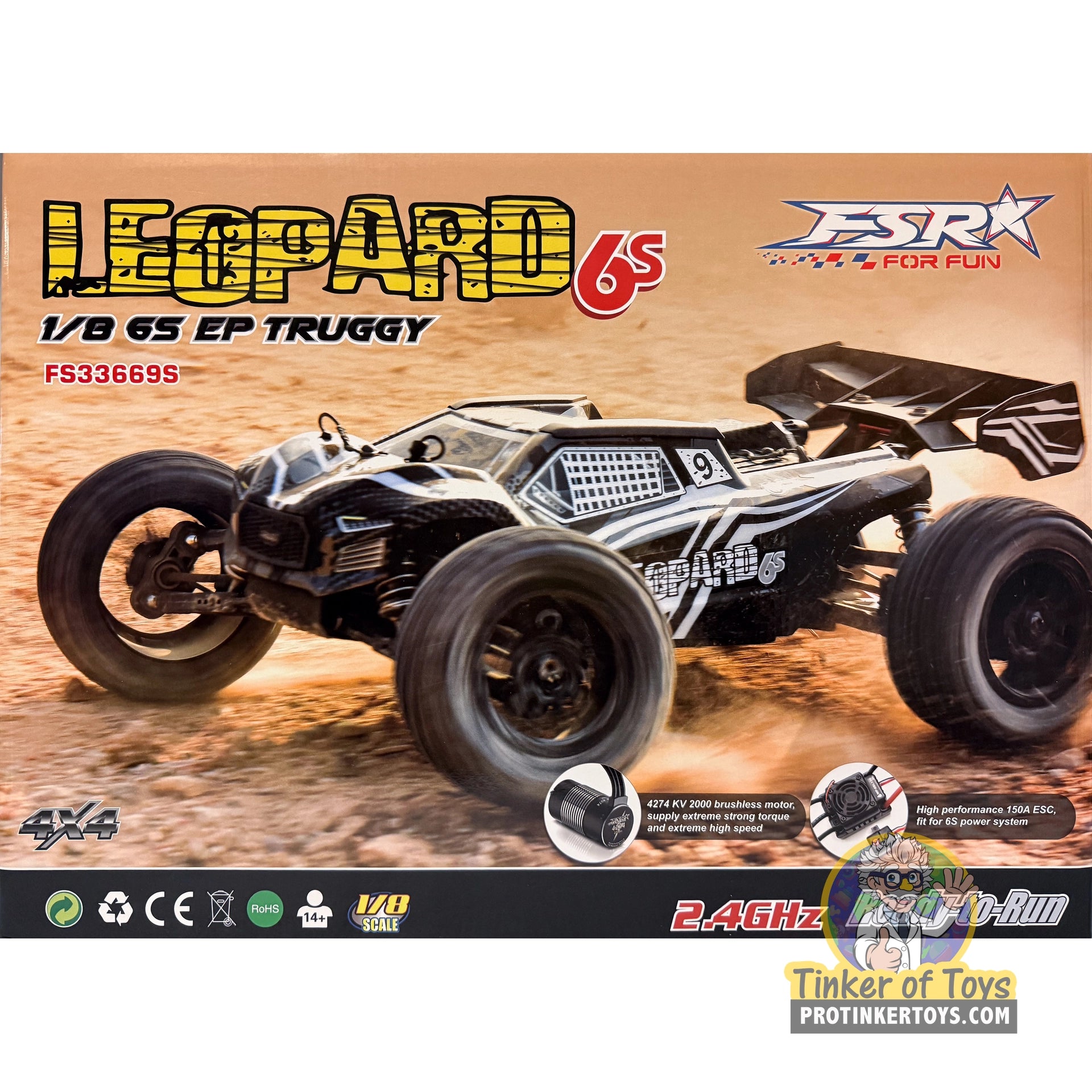 1/8 Scale 6S Leopard Truggy Brushless RTR (Black) | FSR25135 | FS
