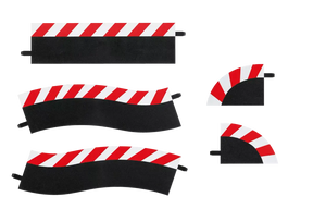 Pit stop lane shoulder strips: black with red and white diagonal stripes for Carrera 20020602