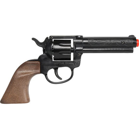 Black revolver pistol with brown grip, displayed horizontally for Gonher 119/6, front view