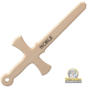 Wooden noble dagger toy, featuring the word "NOBLE" engraved on the blade for Magnum Rubber Band Guns 010NBL